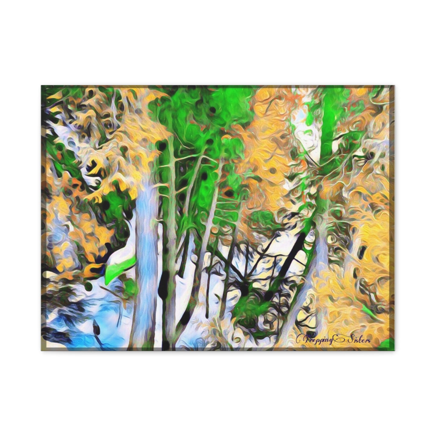 'Canoe at Rest' (Green) Quebec, Canada - Stretched Canvas