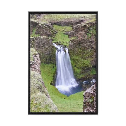 'Hidden Gem of a Waterfall' - South Coast,  Iceland - Gallery Framed Canvas Wrap