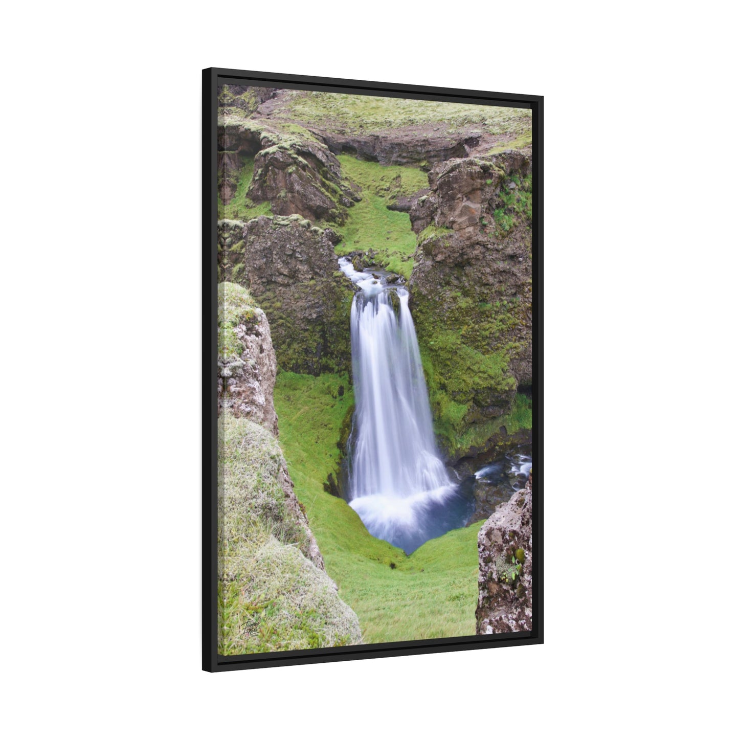 'Hidden Gem of a Waterfall' - South Coast,  Iceland - Gallery Framed Canvas Wrap