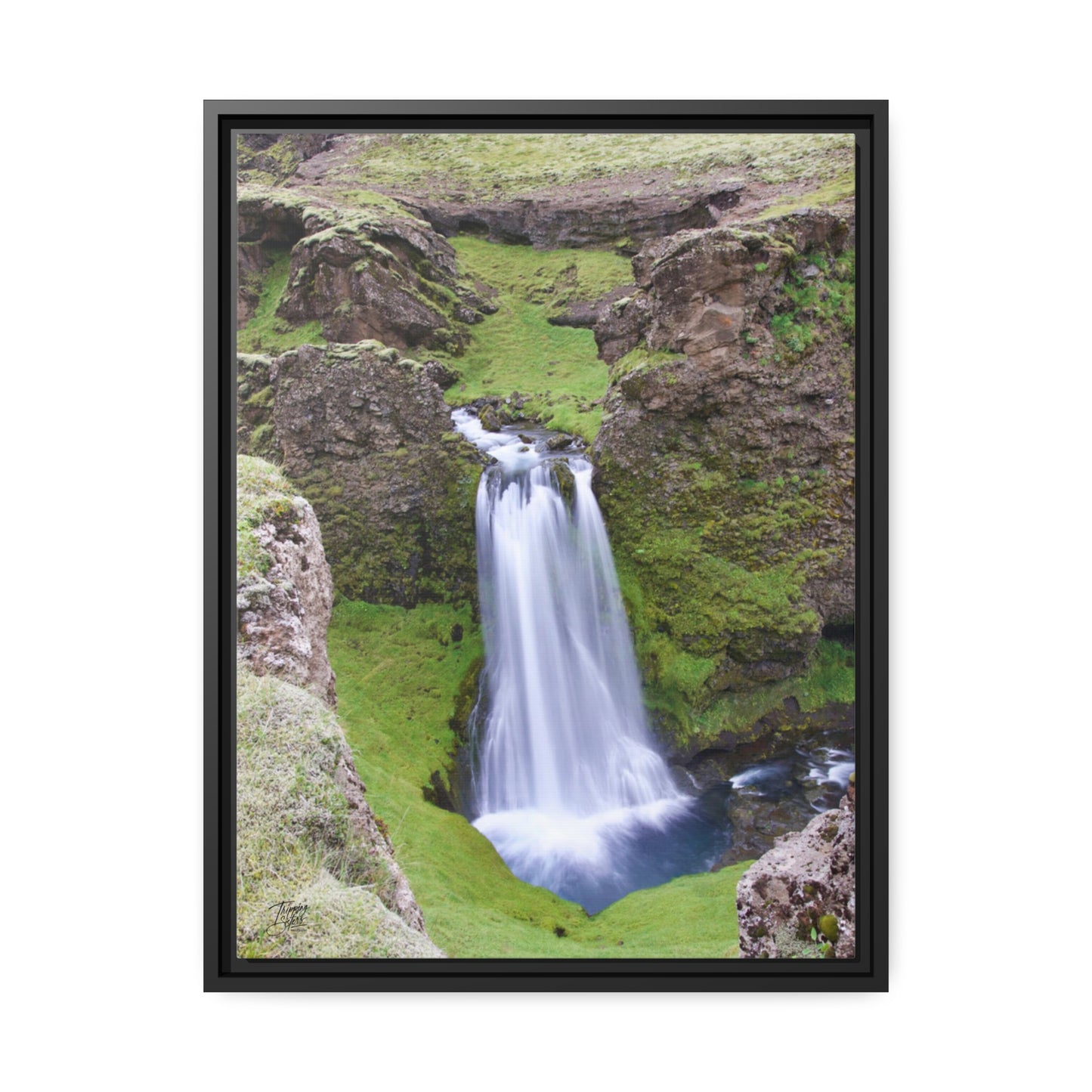 'Hidden Gem of a Waterfall' - South Coast,  Iceland - Gallery Framed Canvas Wrap