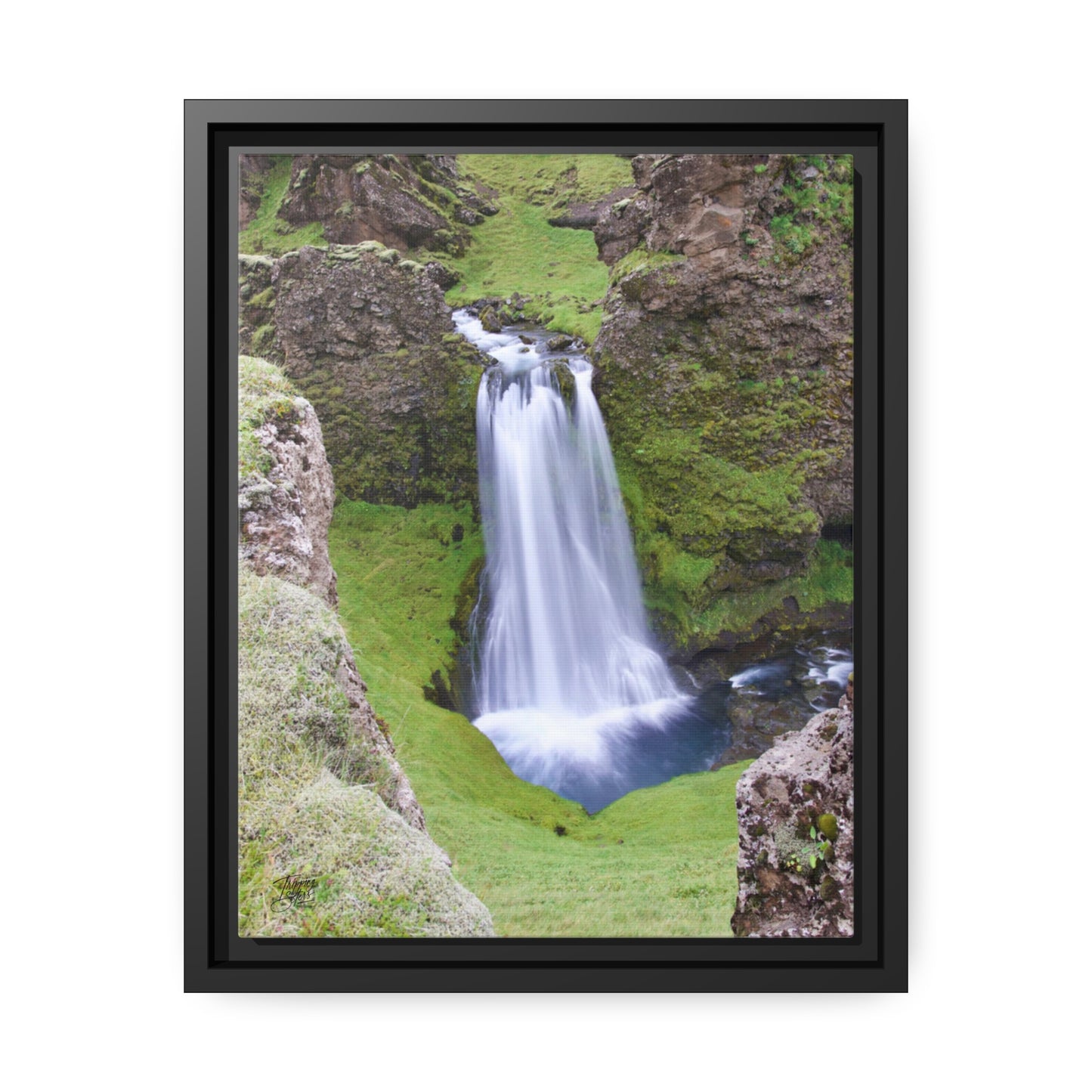 'Hidden Gem of a Waterfall' - South Coast,  Iceland - Gallery Framed Canvas Wrap