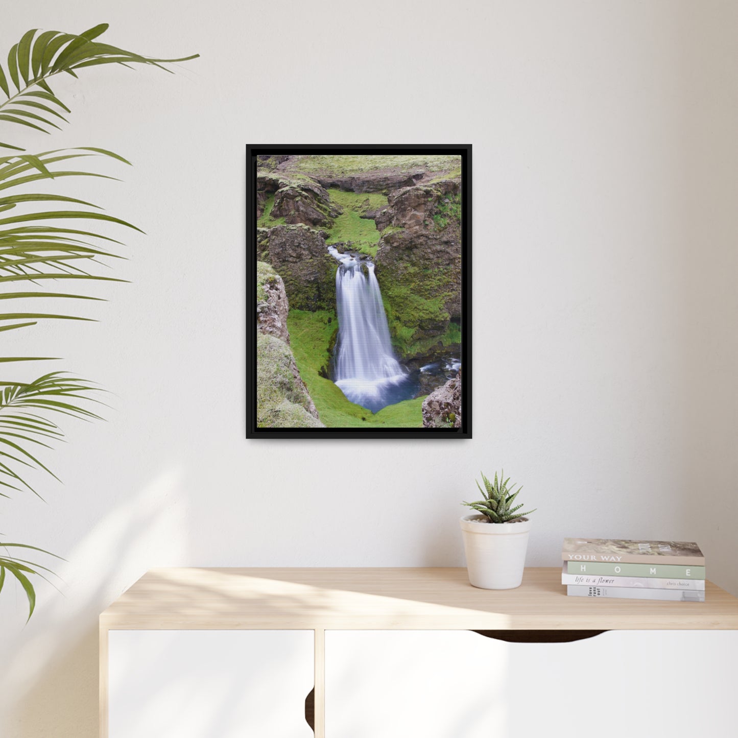 'Hidden Gem of a Waterfall' - South Coast,  Iceland - Gallery Framed Canvas Wrap